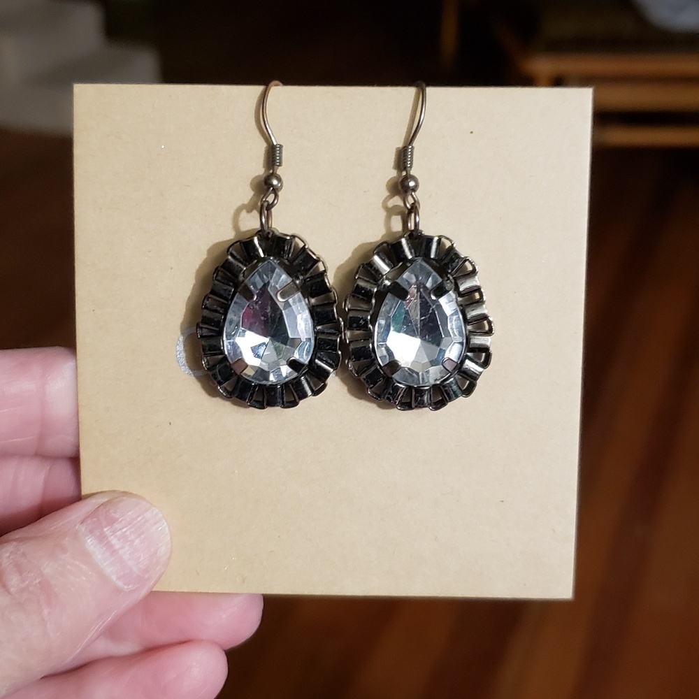 Black & silver drop earrings